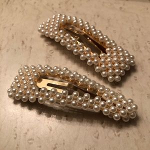 Pearl Gold Hair Clips